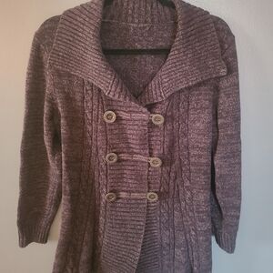 Women's Marled Black Cable Knit Sweater